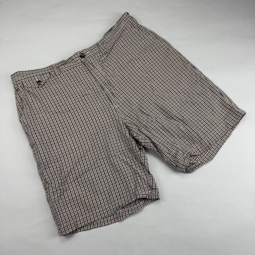 Lands End Multicolor Plaid Bermuda Chino Shorts Seersucker Sz 36 100% Cotton - Picture 6 of 12